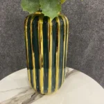 Luxury Gold & Green Ceramic Vase – Modern Decorative Flower Vase