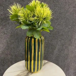 Luxury Gold & Green Ceramic Vase – Modern Decorative Flower Vase