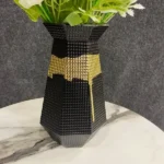 Modern Black & Gold Textured Vase