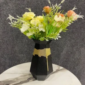 Modern Black & Gold Textured Vase
